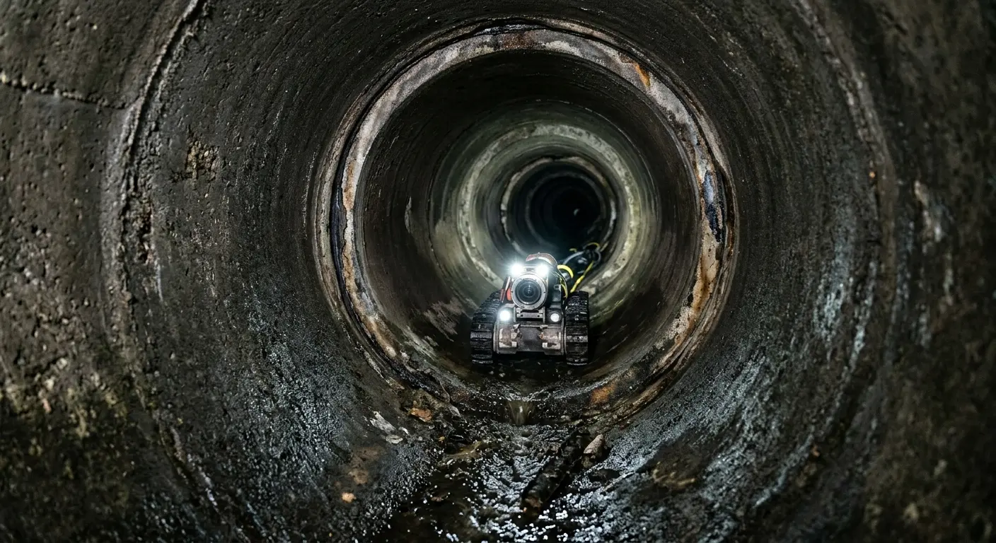 Robotic sewer camera inspecting pipe interior for Drain Snake Service in Plano